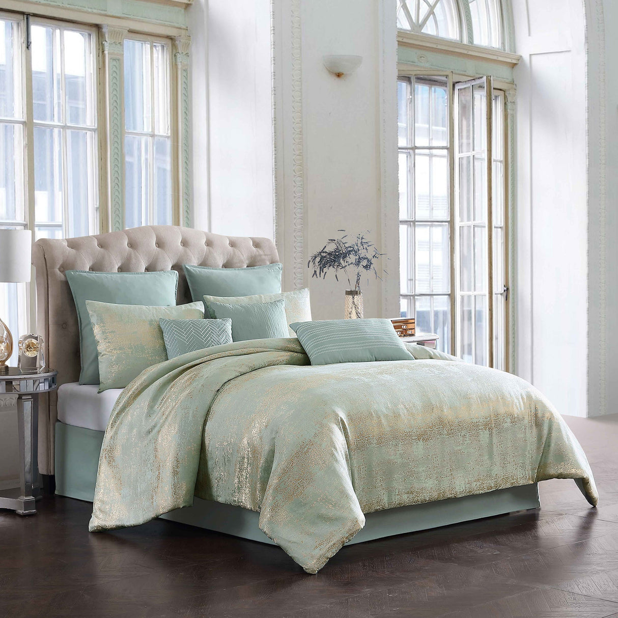 Vesta-Gold-Satin-Circle-Quilted-7-pc-Comforter-Set-Quilts-&-Comforters