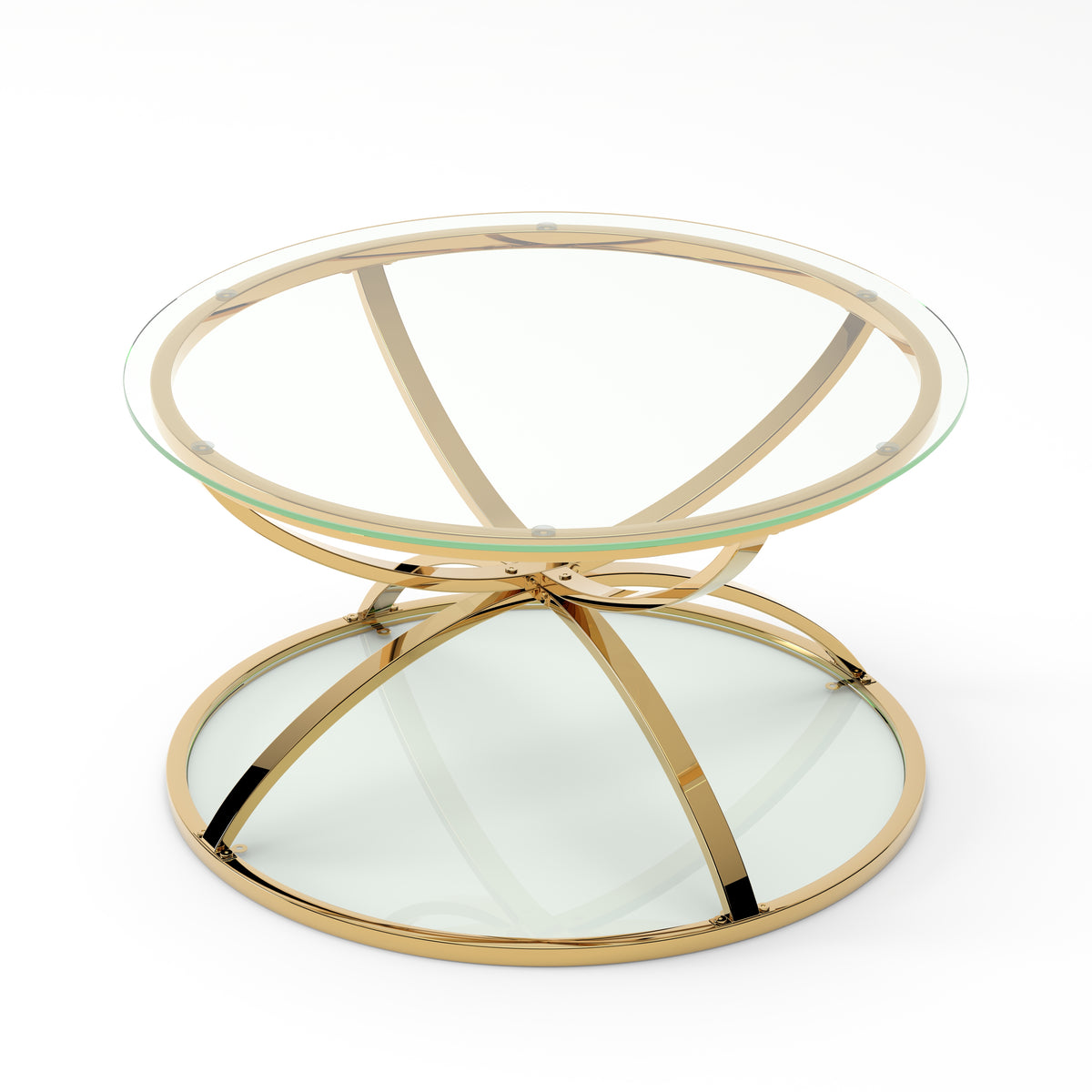31.50'' Modern Glass Coffee Table with 2 Tiers
