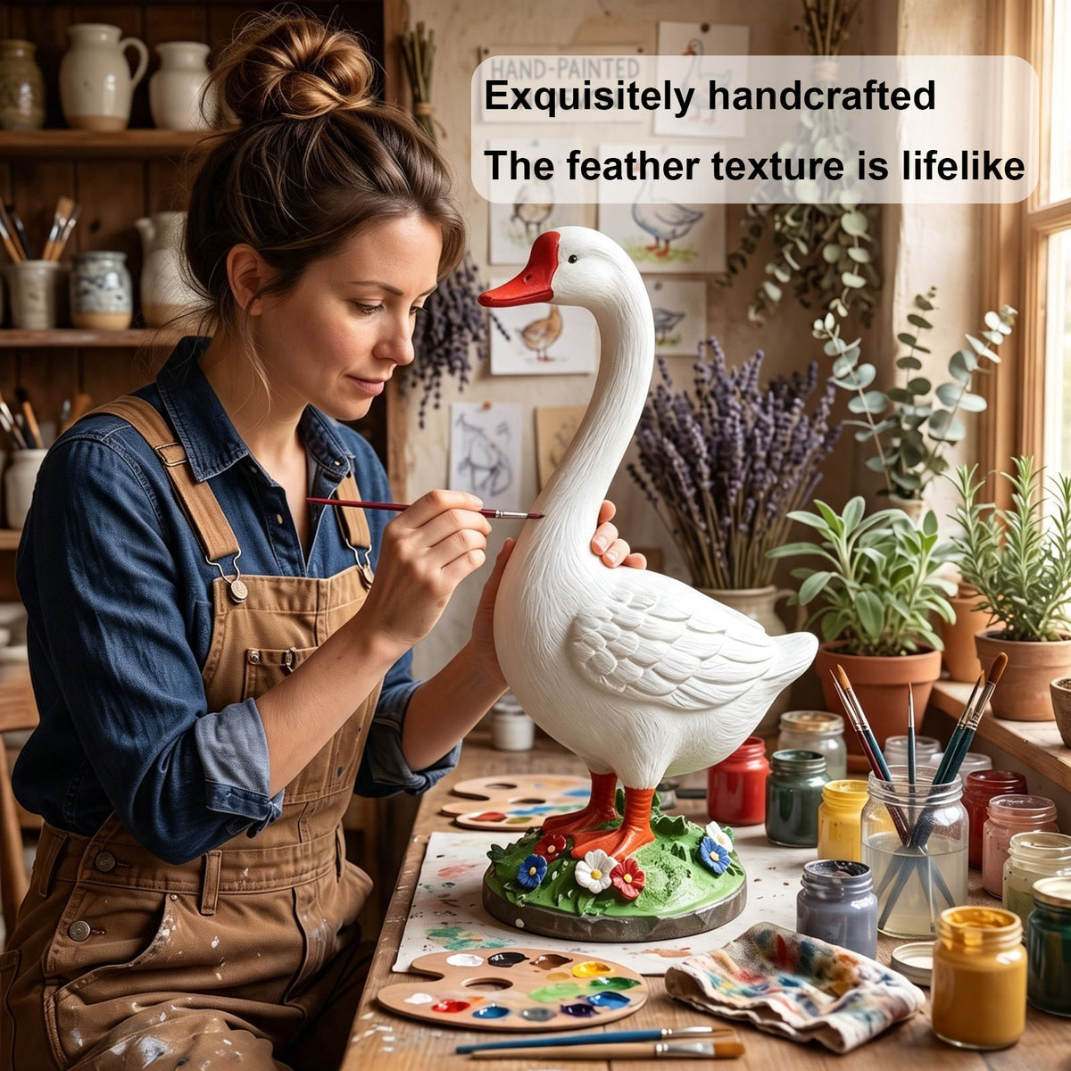 20 Inch DIY Paintable Goose Garden Statue