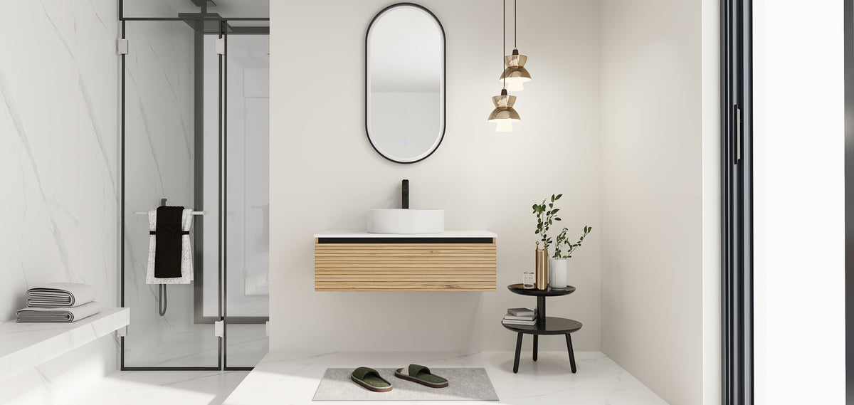 36'' Wall Mounted Bathroom Vanity with Resin Sink