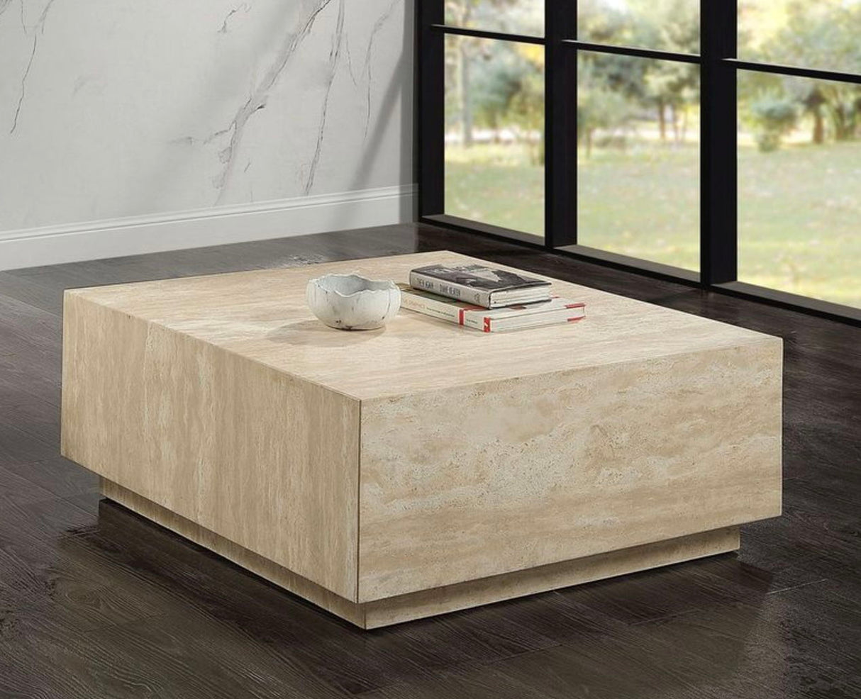 Deon - Travertine Table - Beige - Best Buy Furniture