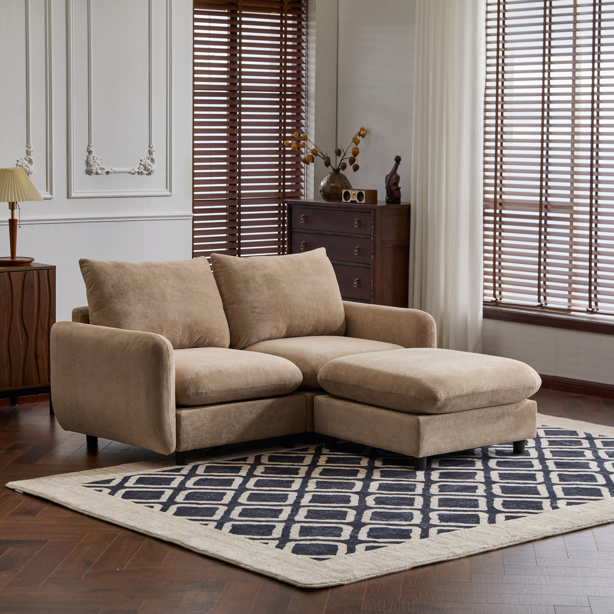 69 in. 3-Piece L Shaped Modular Sectional Sofa Couch with Ottoman