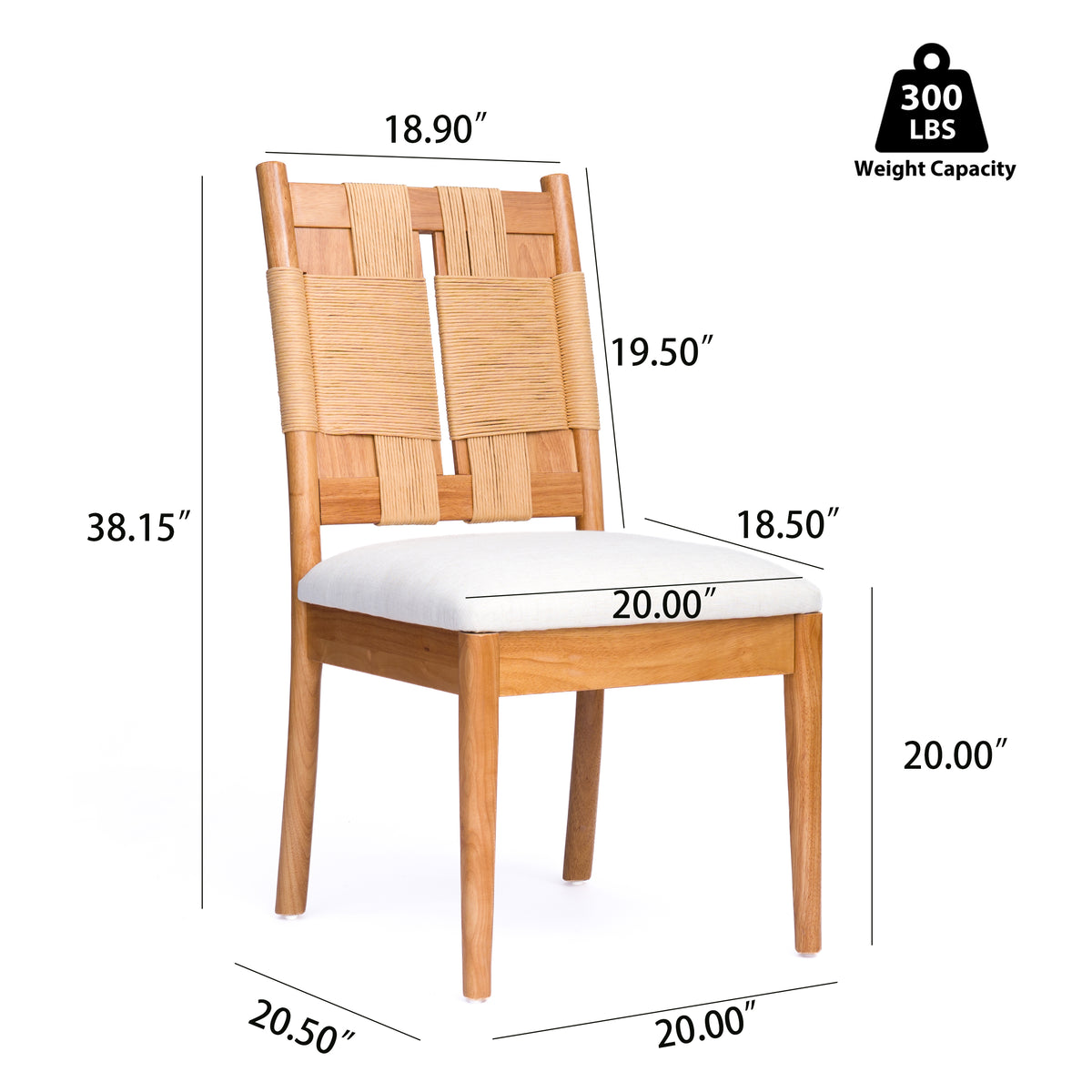 2-Piece Paper Rope Dining Chairs Set