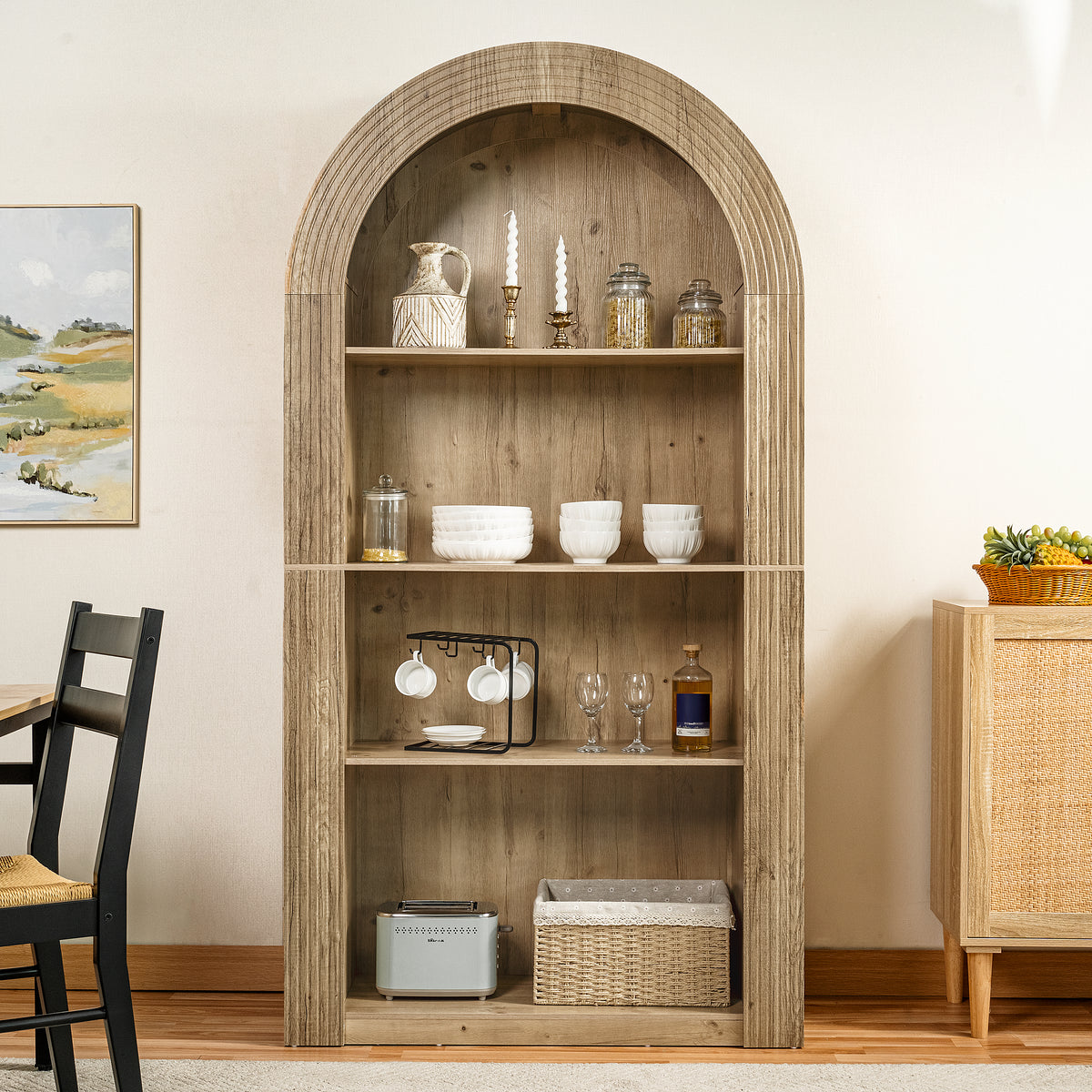 78.74" Tall Arched Bookcase