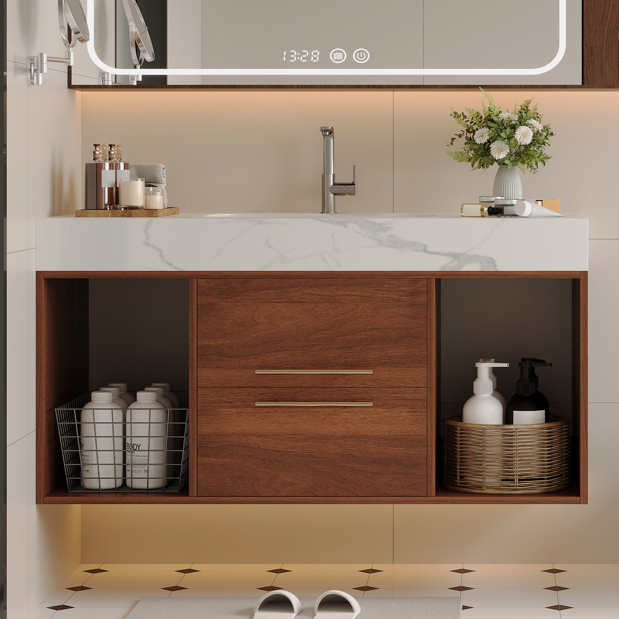 39.4" Floating Bathroom Vanity with Ceramic Sink