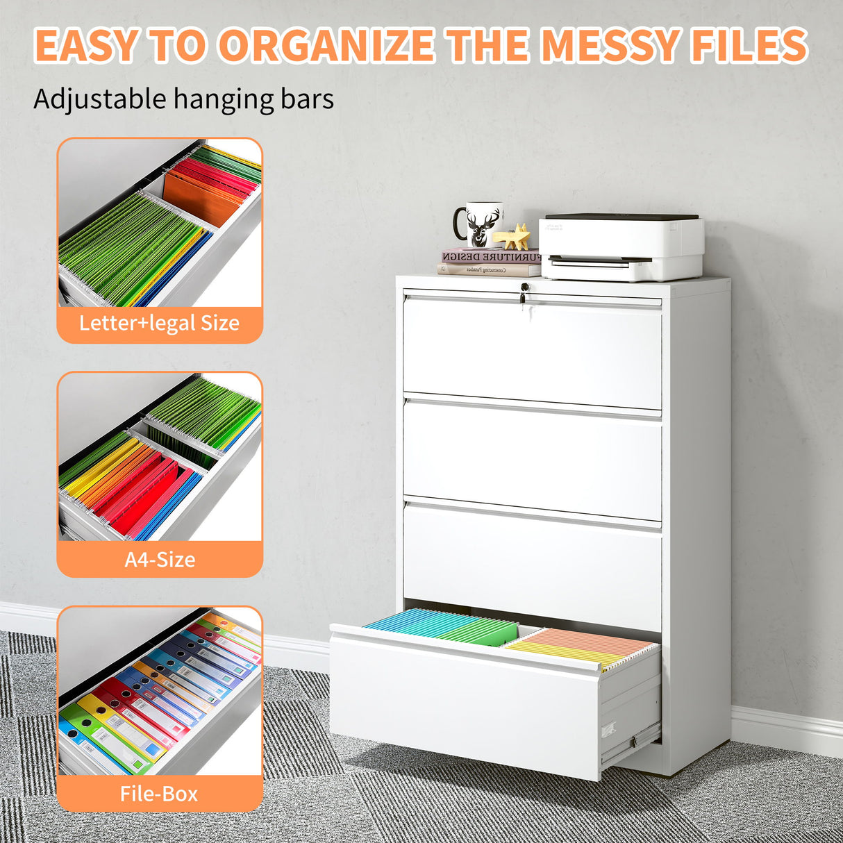 Premium Drawer Metal Lateral File Cabinet With Lock