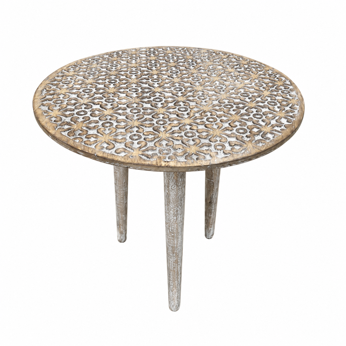 Handcrafted Mango Wood Round Accent Table