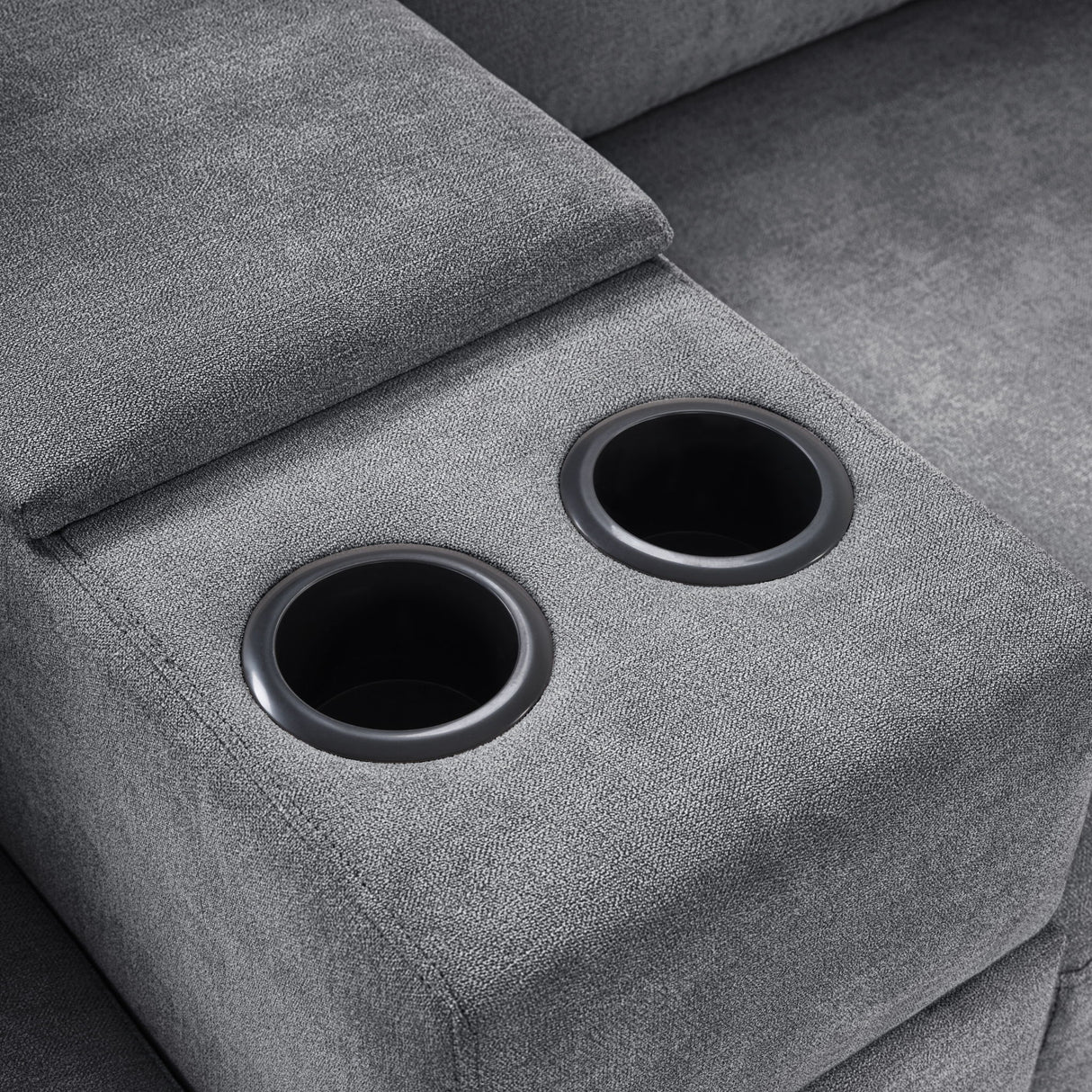 Modular 5 Seat U-Shape Sectional Sofa With Chaise Lounge, Built In Cup Holders And Storage Drawer