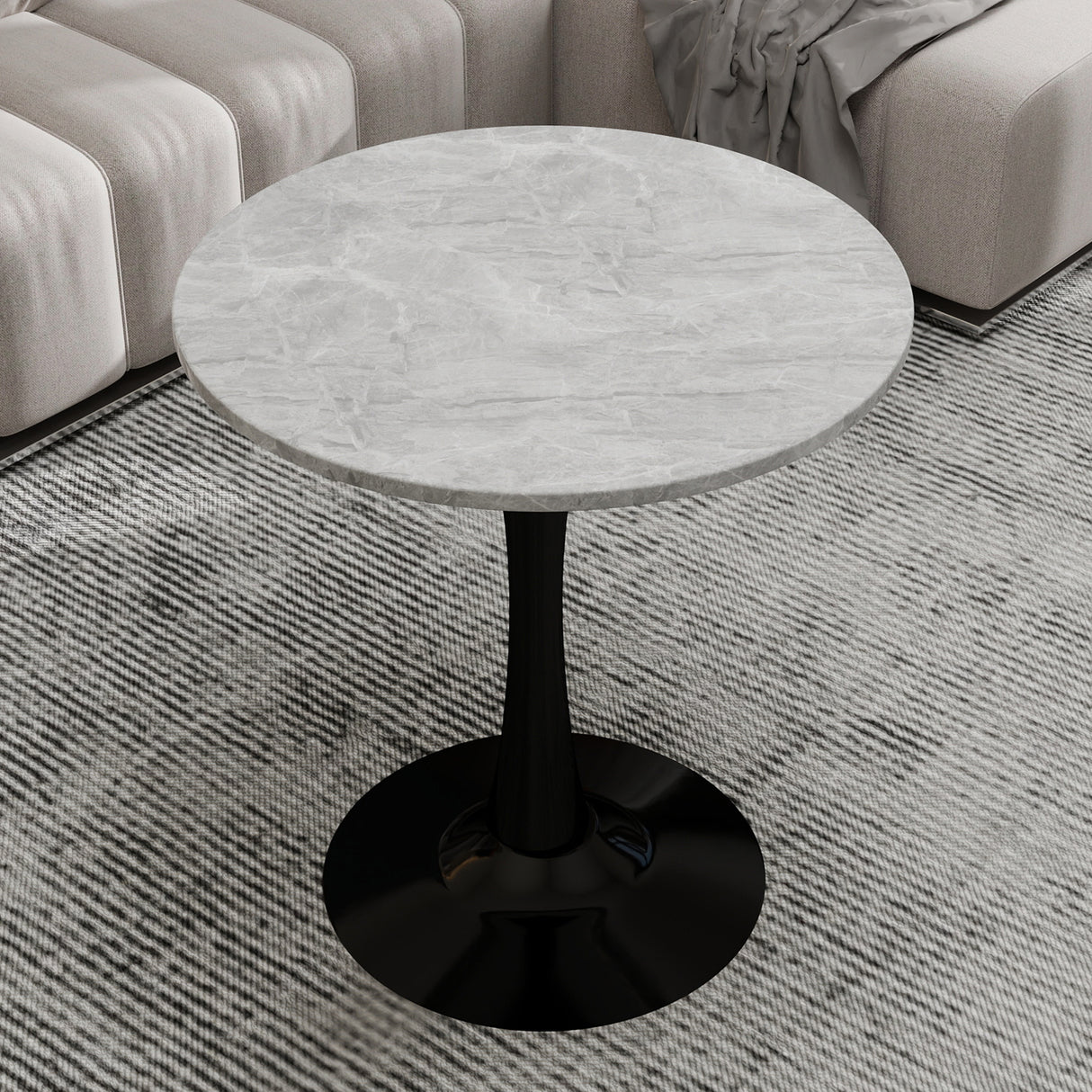 27.6-Inch Round Faux Marble Dining Table