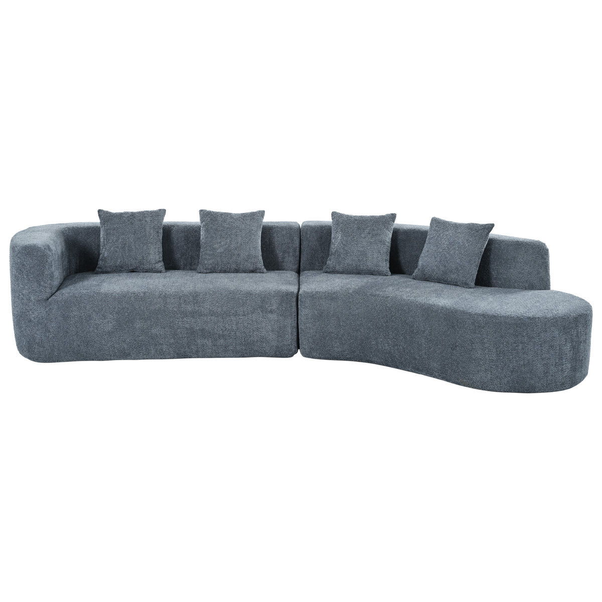 U_Style 132" Modern Sectional Sofa with Curved Design