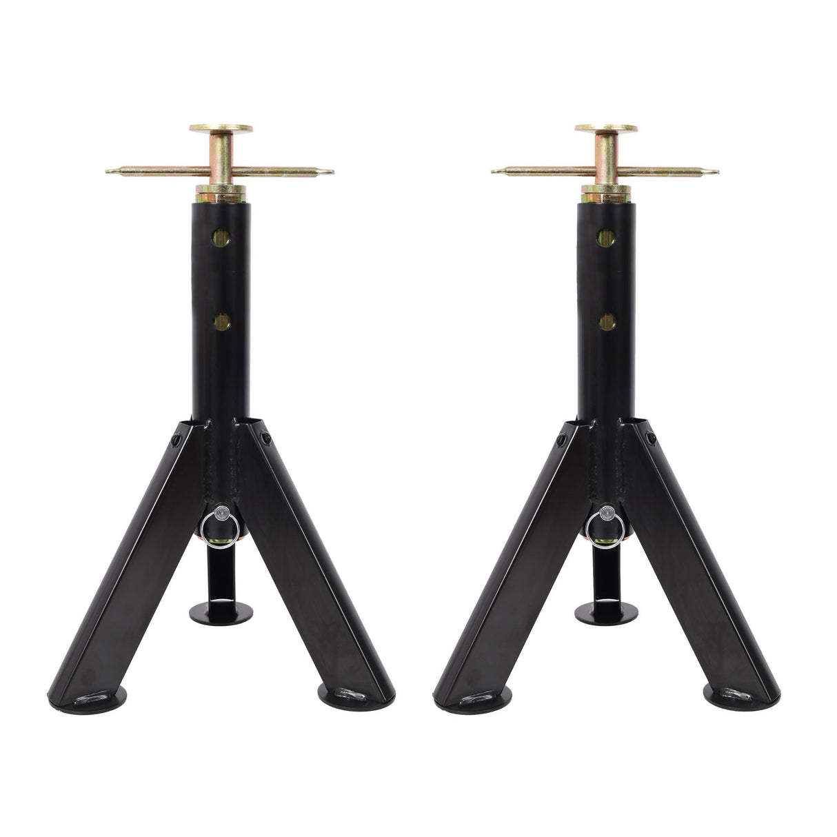 RV Adjustable Telescoping Stabilizer Jack Stand Supports 16" to 30" (Set of 2) - Black