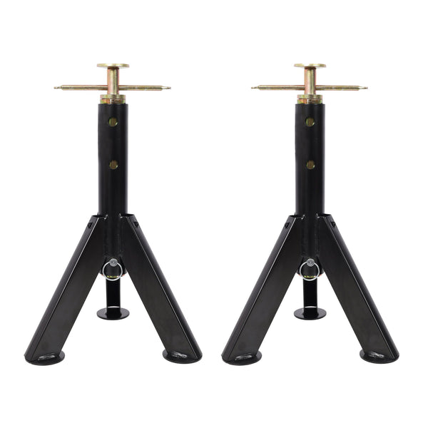 RV Adjustable Telescoping Stabilizer Jack Stand Supports 16" to 30" (Set of 2) - Black