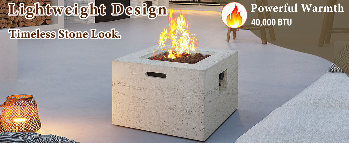U_Style MGO Outdoor Square Fire Pit with Steel Burner