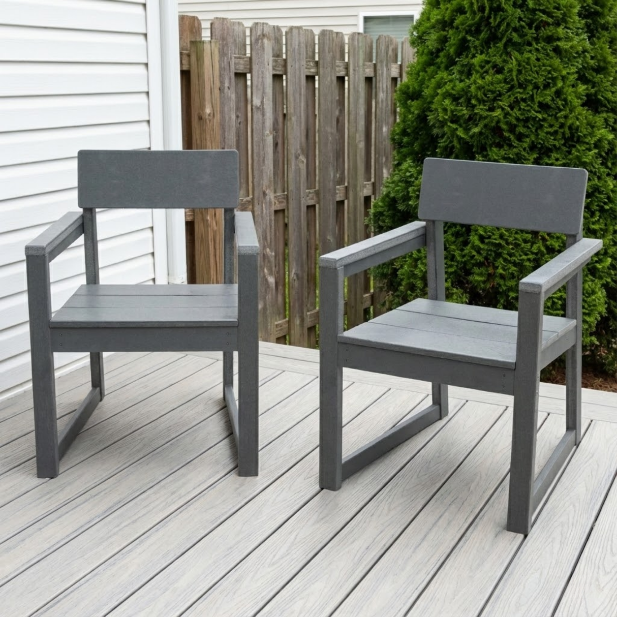 Grey HDPE Outdoor & Garden Armchairs with Backrest