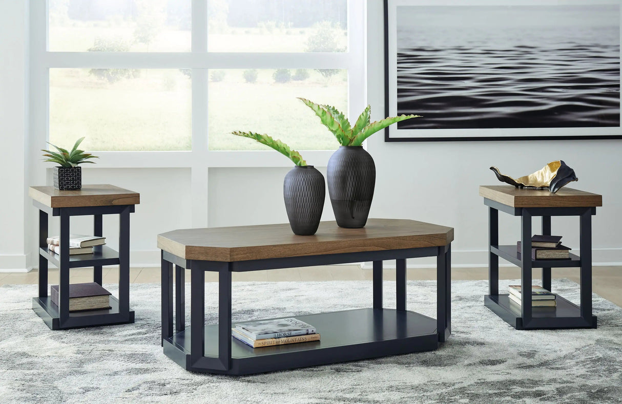 Landocken - Occasional Table Set (Set of 3) - Brown / Blue - Best Buy Furniture