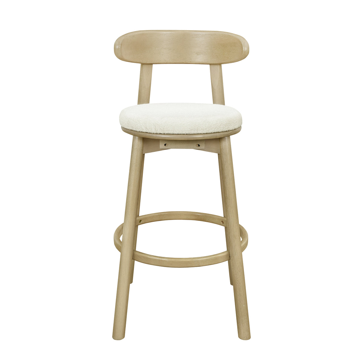 Round Cushion Bar Stools (Natural Ash + Beige)