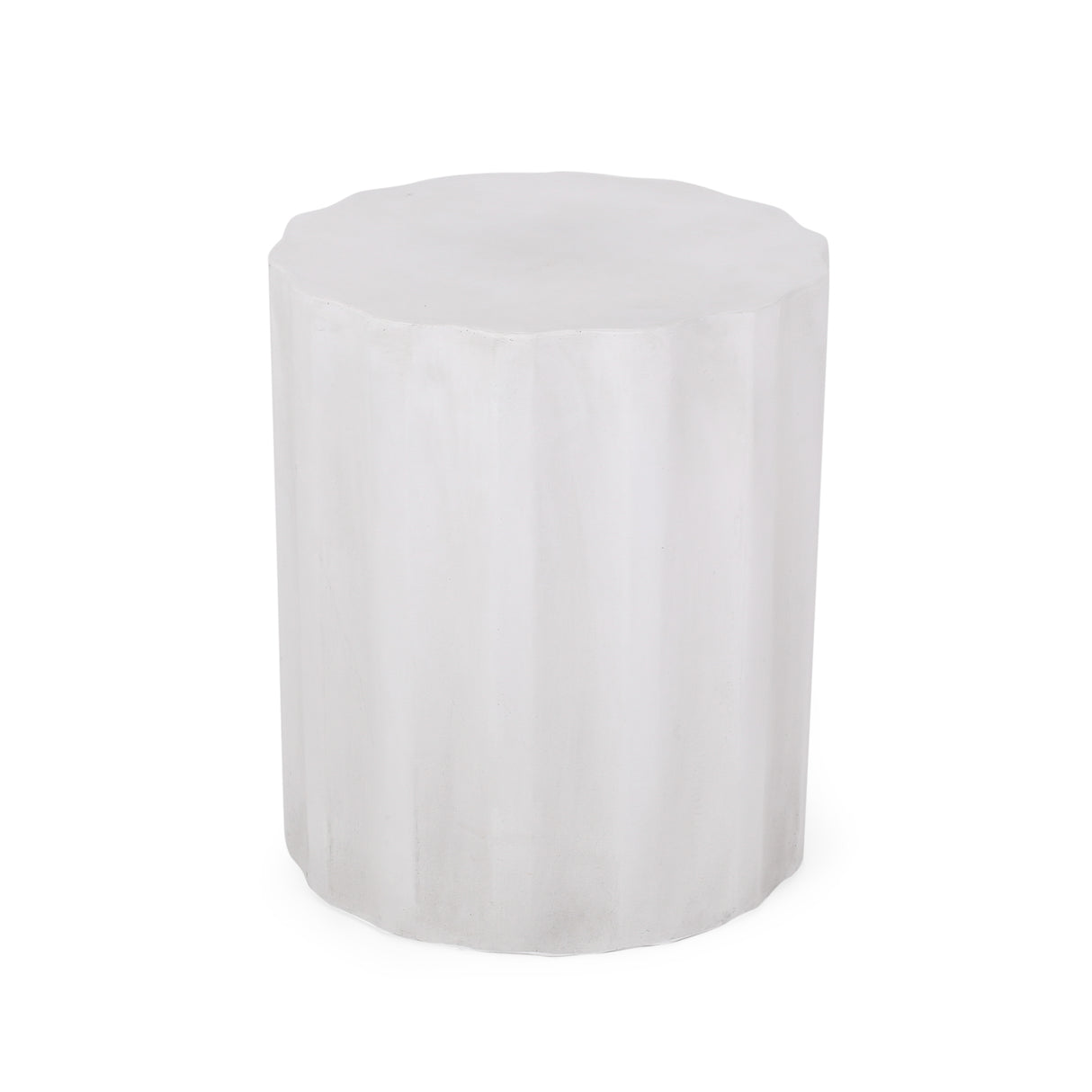 Outdoor Lightweight Concrete Side Table, Antique White