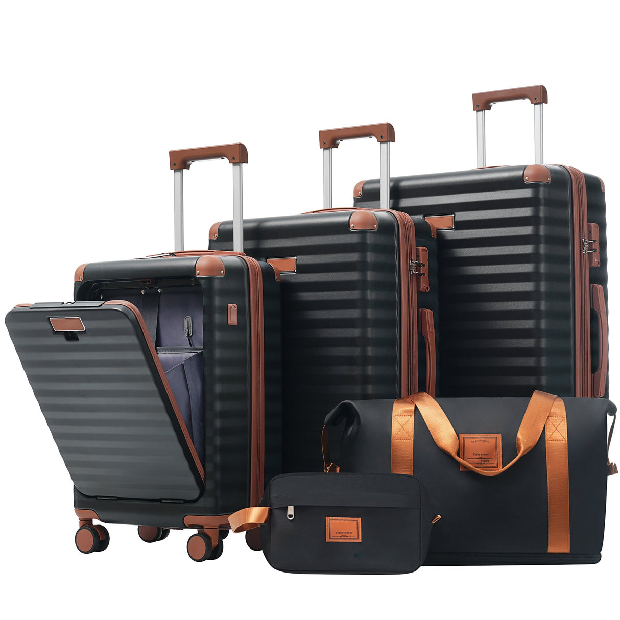 Deluxe 5-Piece Hard-Side Luggage Set with USB and TSA Security