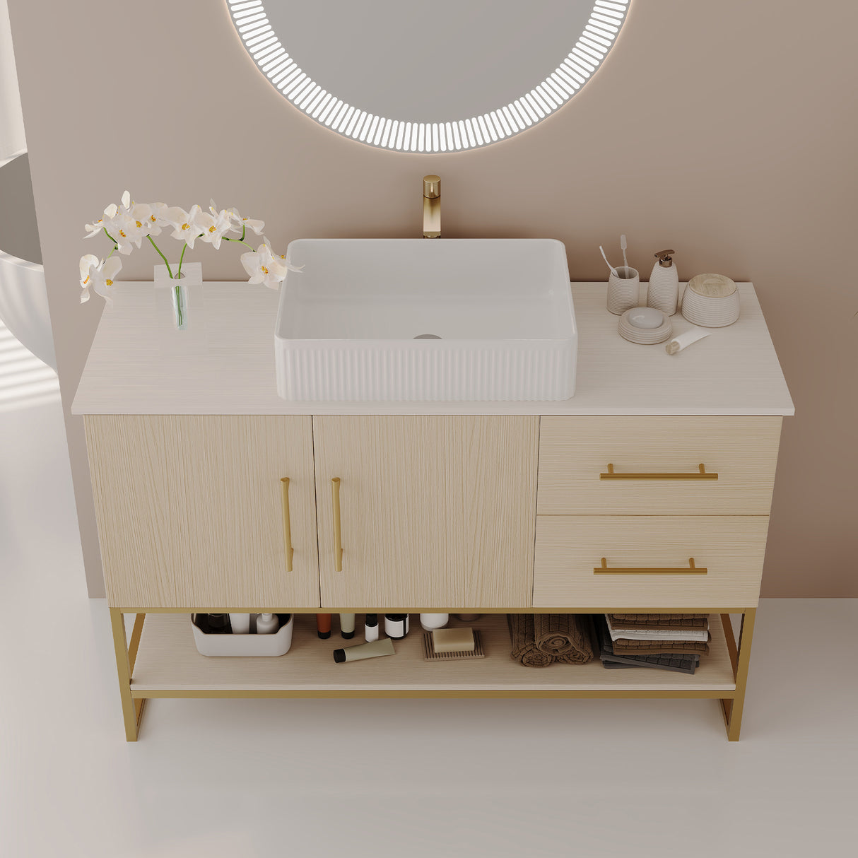 36" Modern Bathroom Vanity with Ceramic Vessel Sink