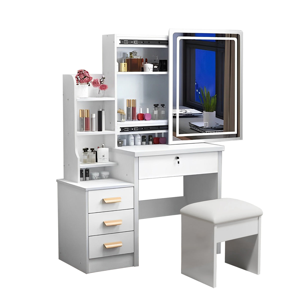 Fashion Vanity Desk with Mirror and Lights