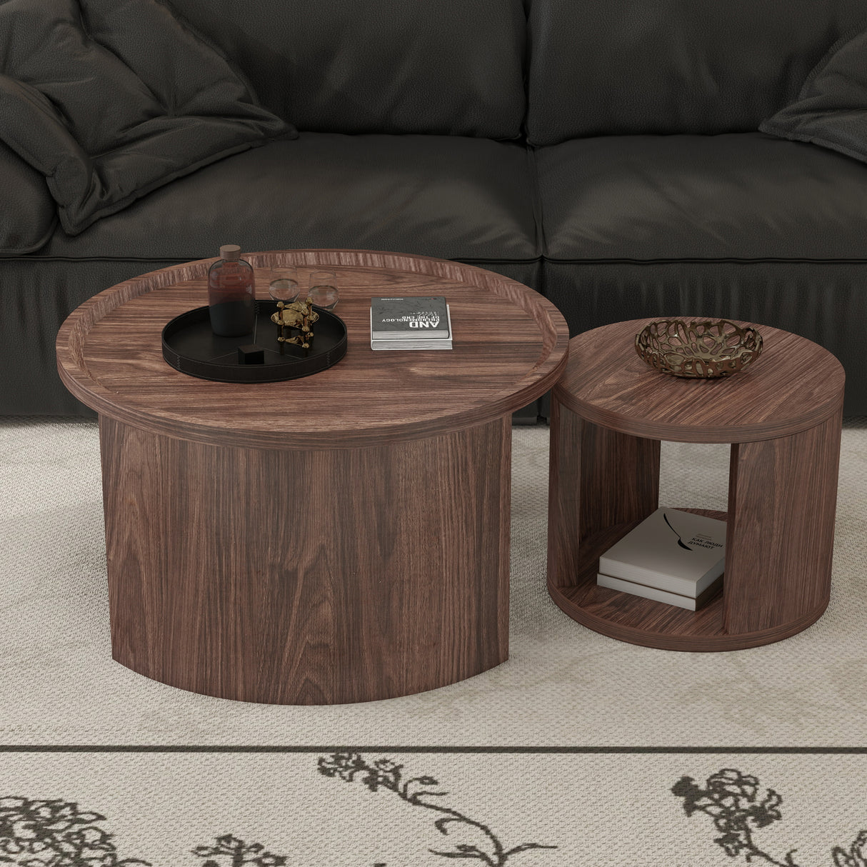 Round Nesting Coffee Table Set of 2