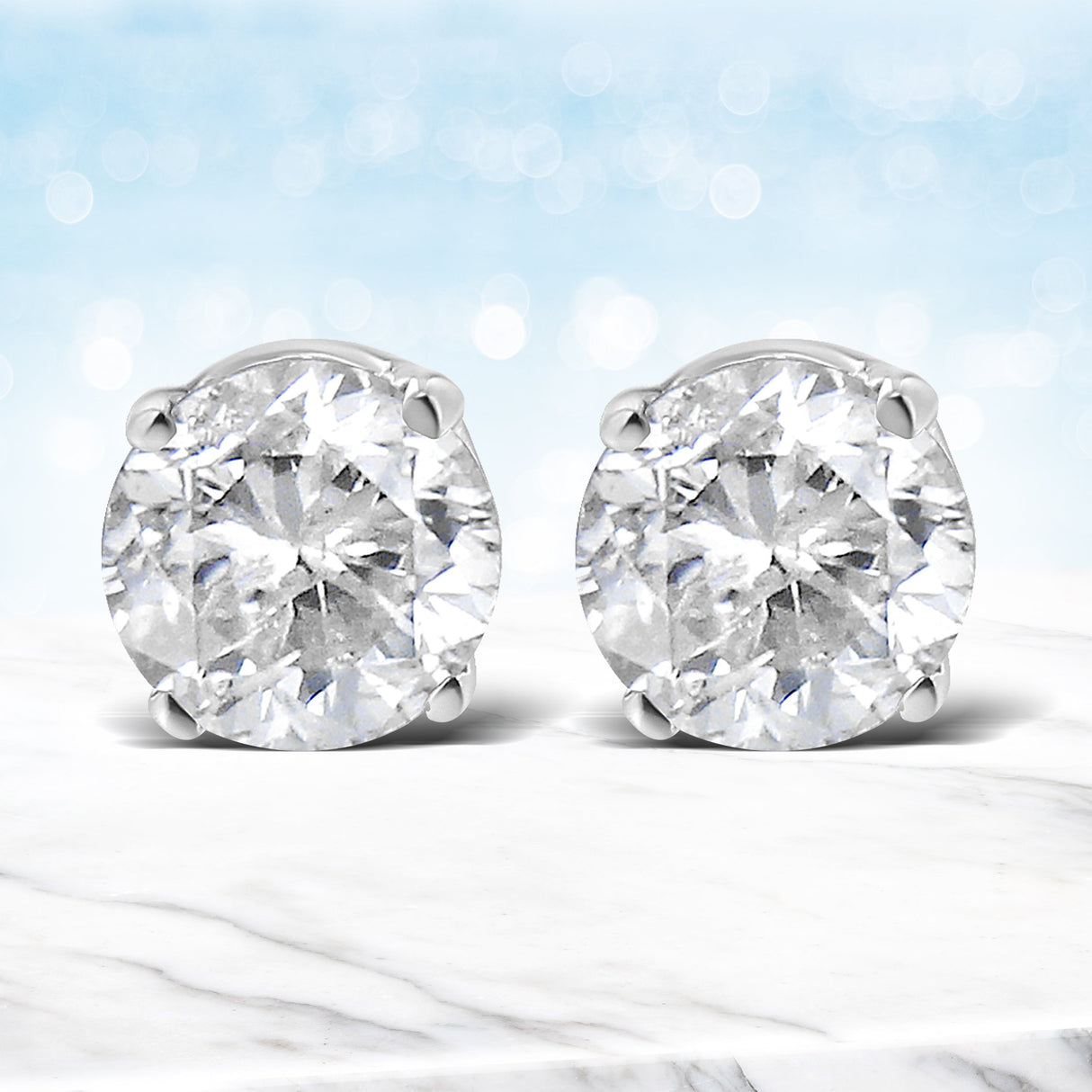 14K White Gold 5/8 Cttw Round Brilliant-Cut Lab Grown Diamond Classic 4-Prong Push back Stud Earrings (F-G Color, VS1-VS2 Clarity)