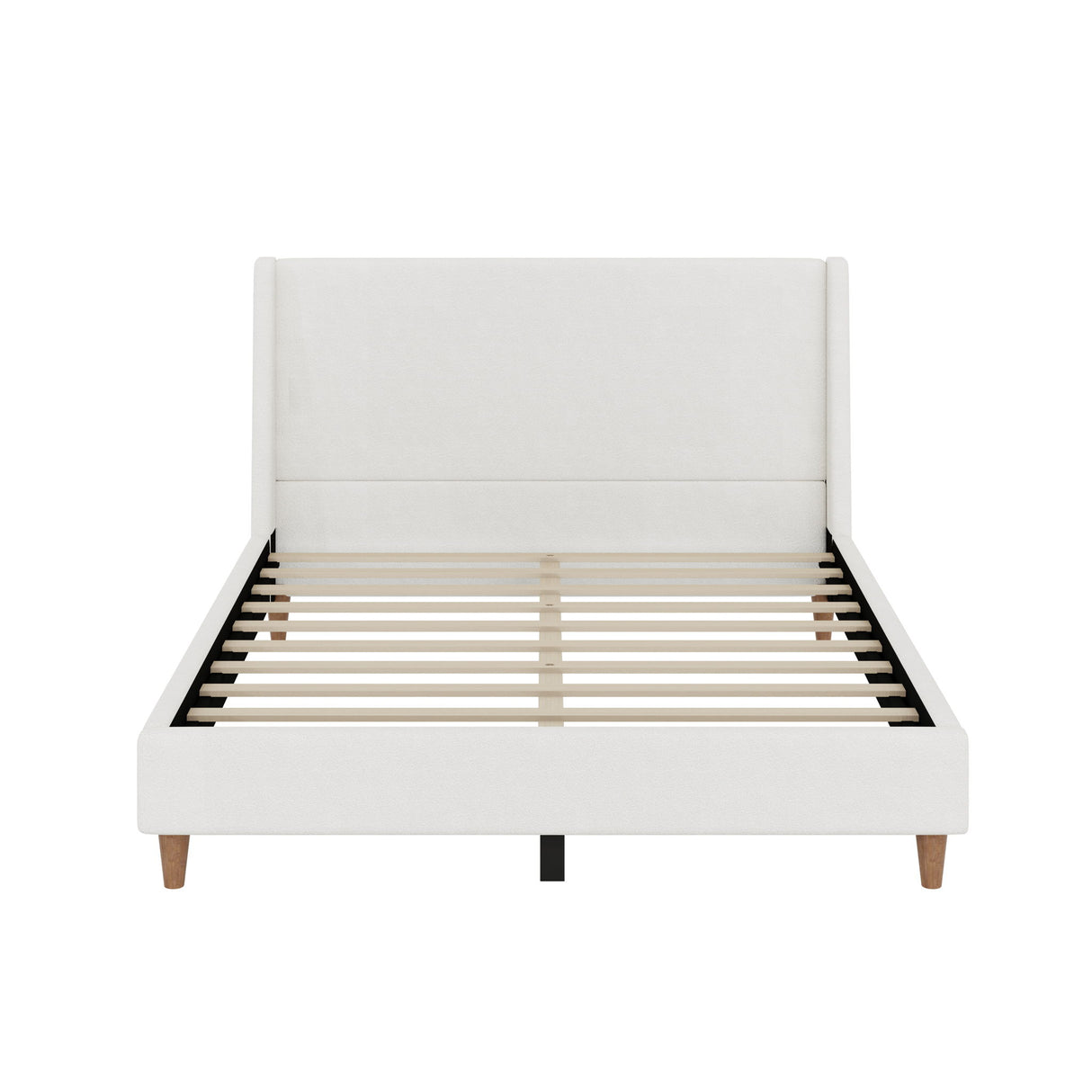 Upholstered Modern Platform Bed With Wingback Headboard