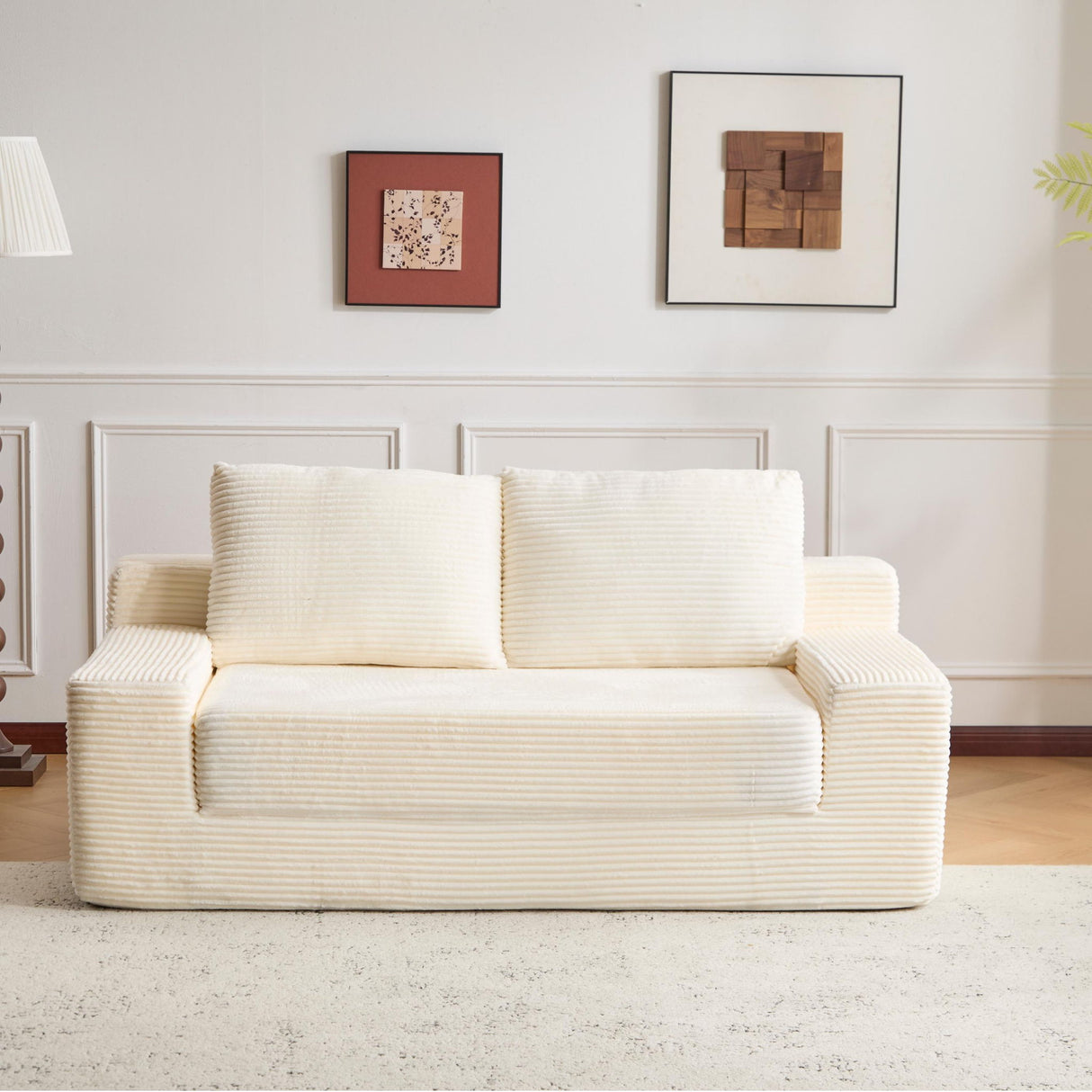Comfortable Deep Seat Loveseat Sofa Bed, Reversible Cushion With Pillows
