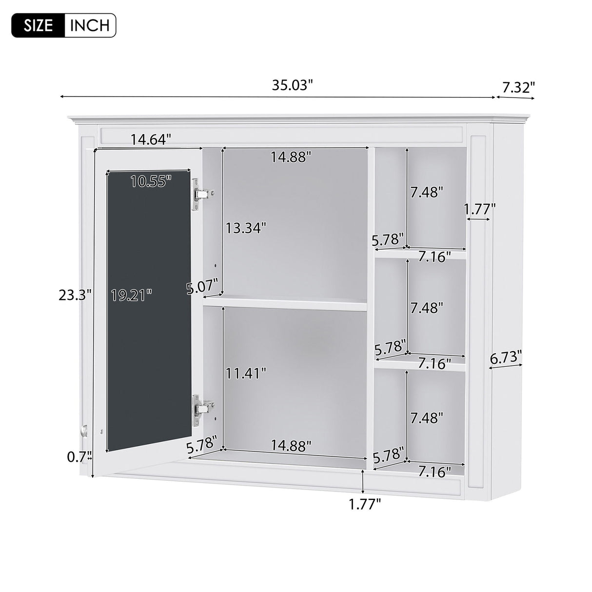 Bathroom Vanity With Mirror Cabinet, Single Sink With 2 Soft Closing Doors And 4 Drawers