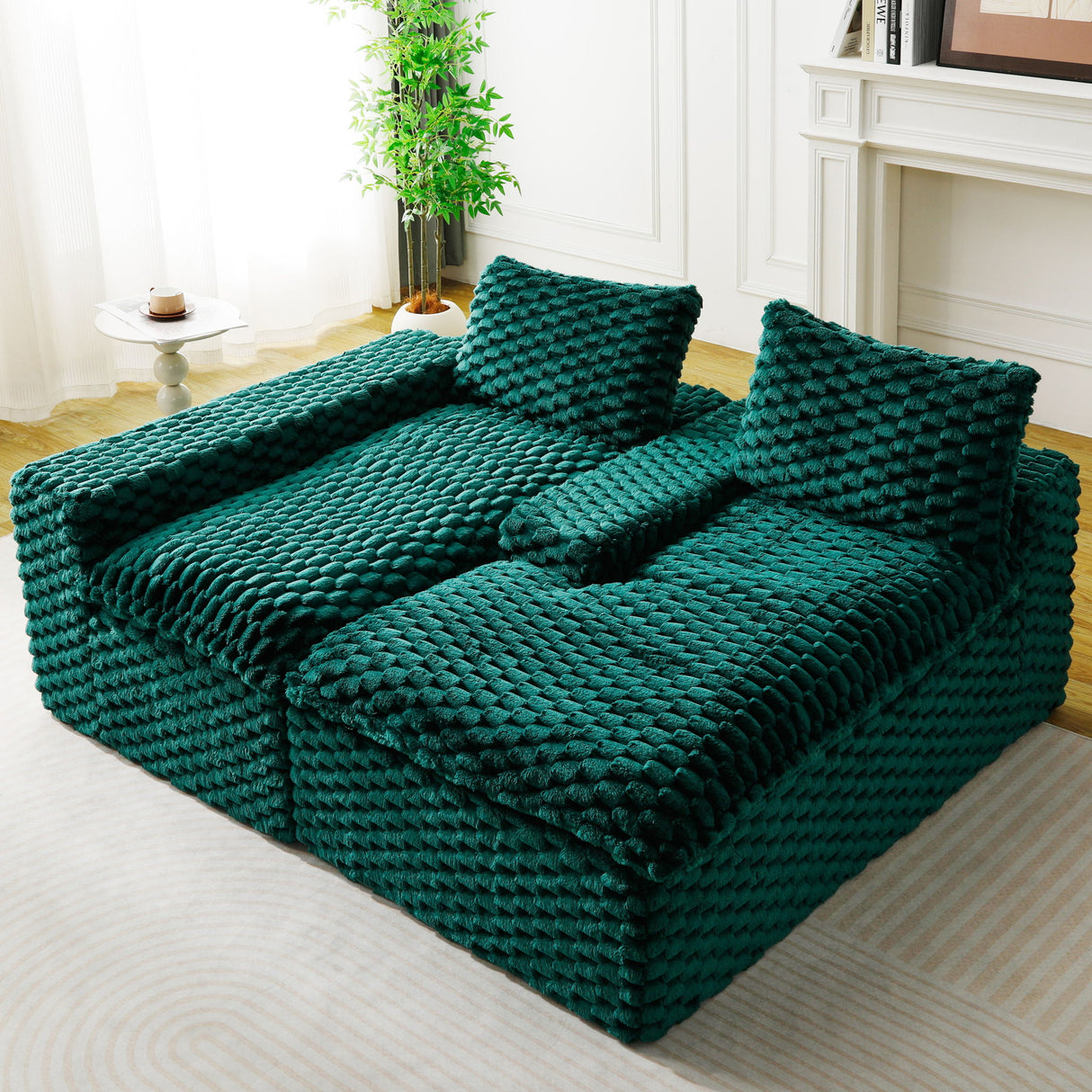 Modular Sofa, Convertible Twin Seat With Chaise Lounge