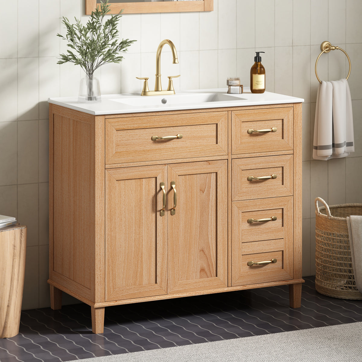 36" Bathroom Vanity with Ceramic Sink