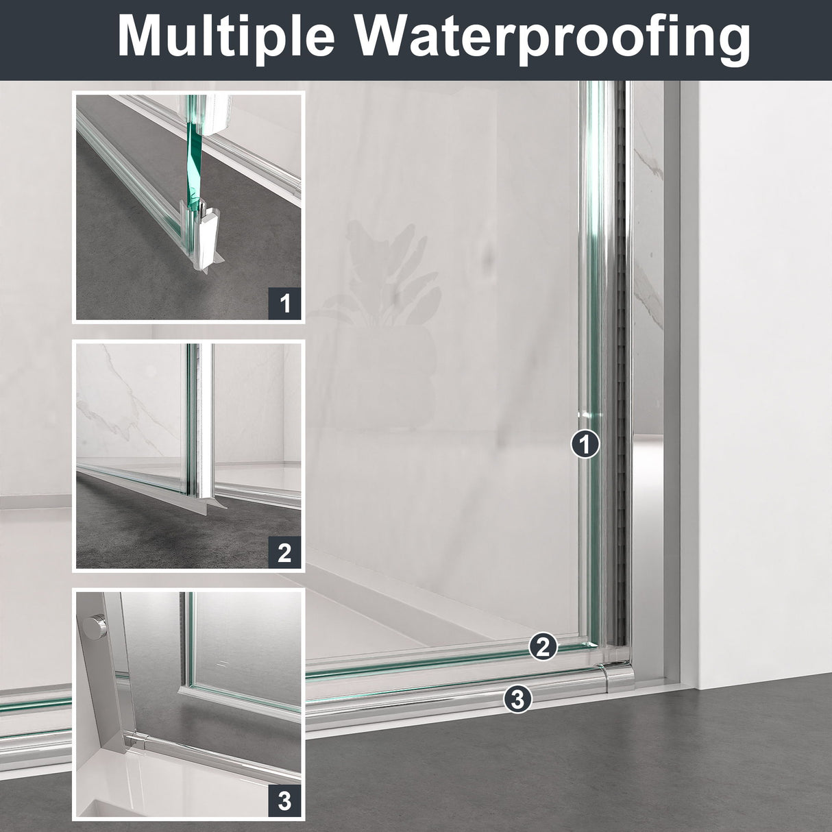 Semi Frameless Circular Pivot Shower Door With 1 / 4" Sgcc Tempered Glass