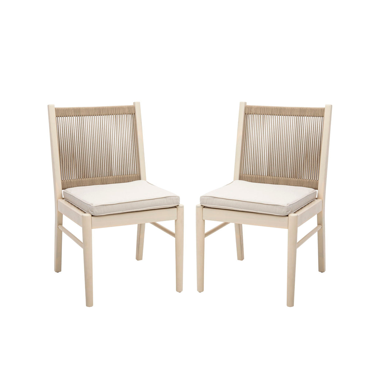 Cordoba - Dining Chair (Set of 2) With Acacia Wood Frame And Water Repellent Fabric - Beige / Yellow - Best Buy Furniture