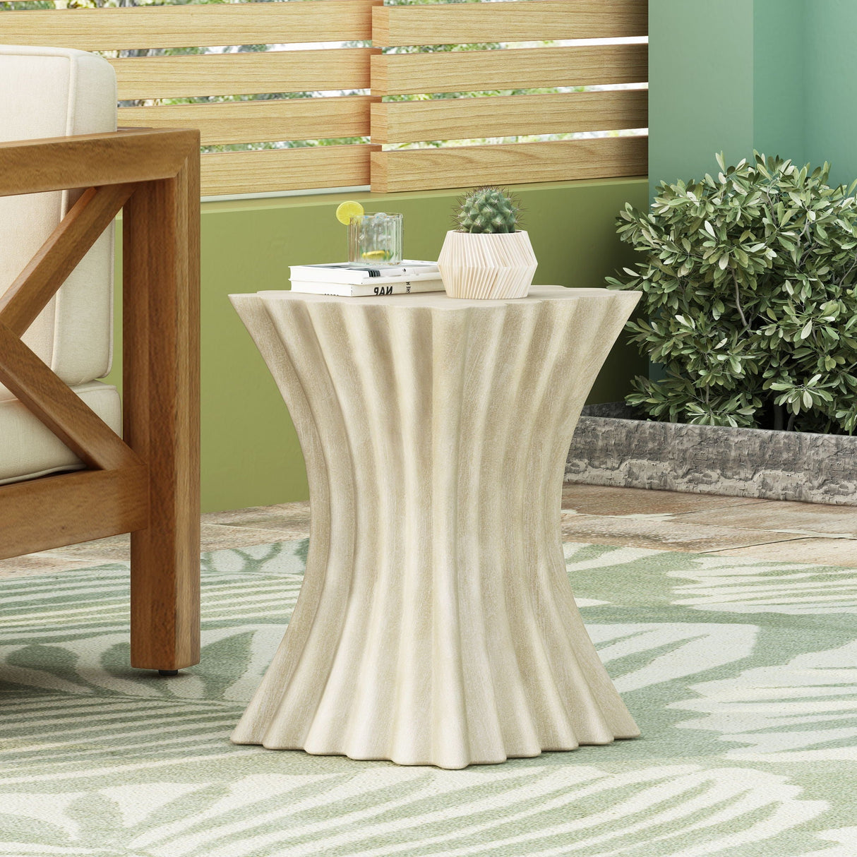 Mgo Archaistic Wavy Side Table - Antique Sandstone - Best Buy Furniture