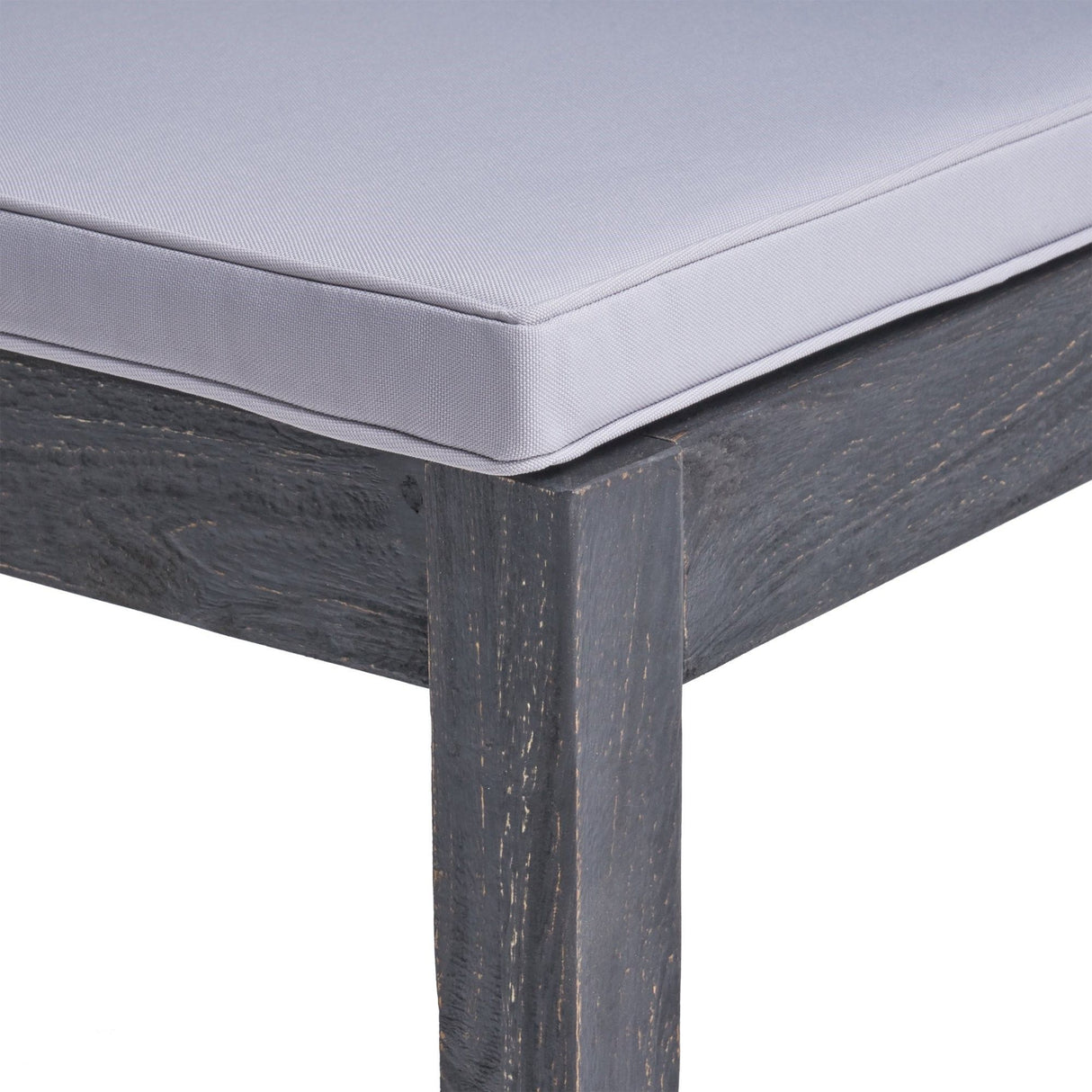 Outdoor 6 Seater Dining Set With Bench - Dark Gray / Light Gray