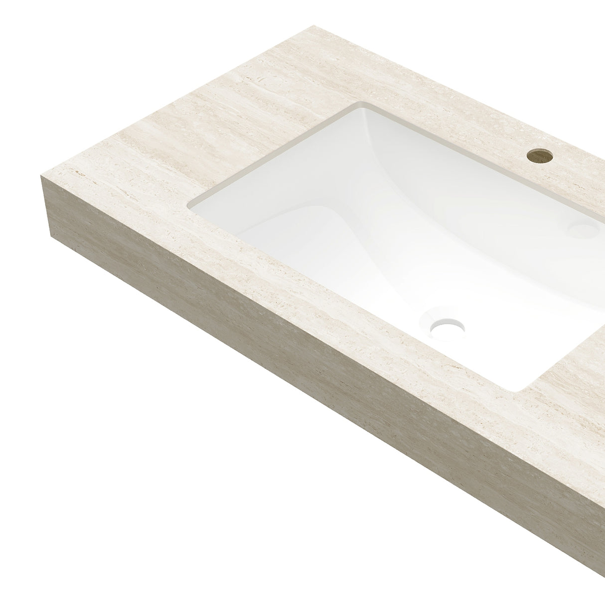 36" Roma Travertine-Pattern Sintered Stone Countertop with Undermount Ceramic Basin