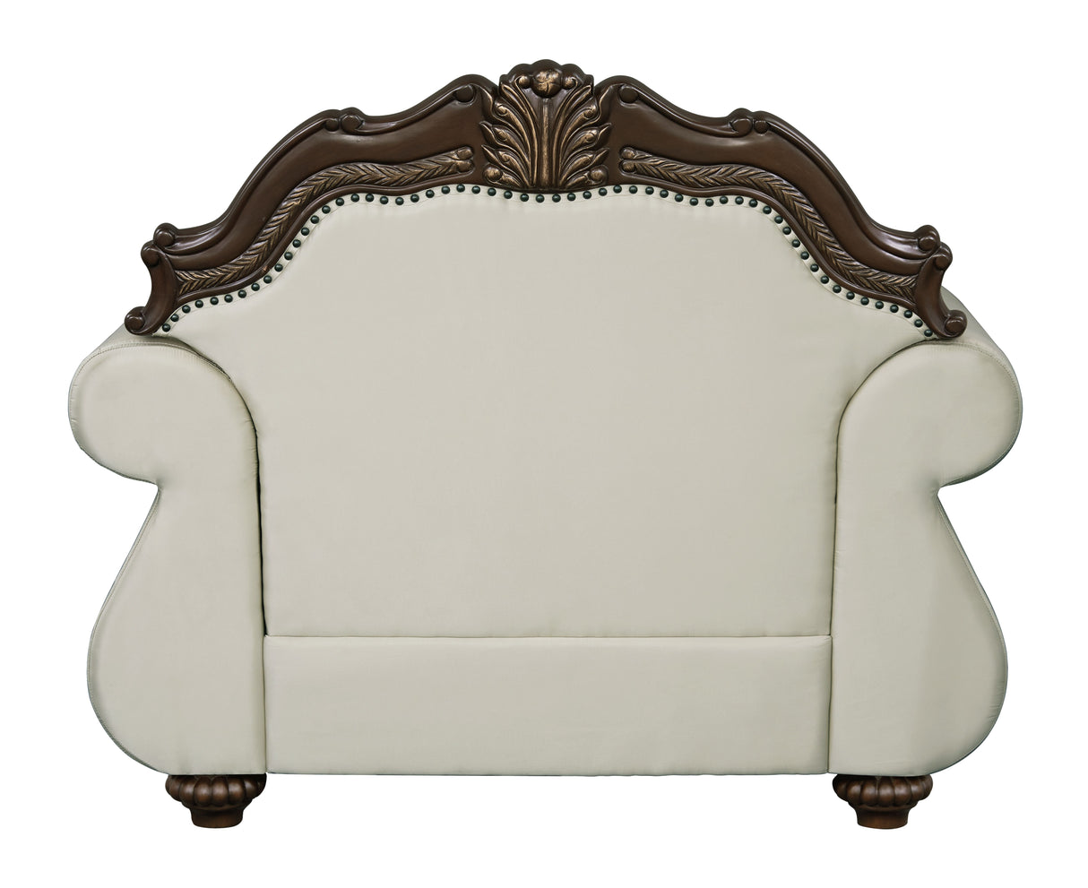 Pierce 2-Piece Traditional Living Room Set, Upholstered Loveseat and Accent Chair with Carved Wood Frame