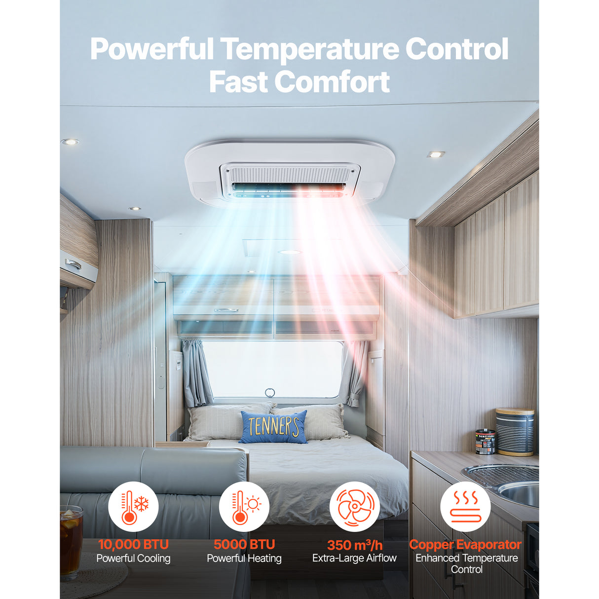 Truck Air Conditioner, 12V 10000 BTU Dual Cooling & Heating Unit