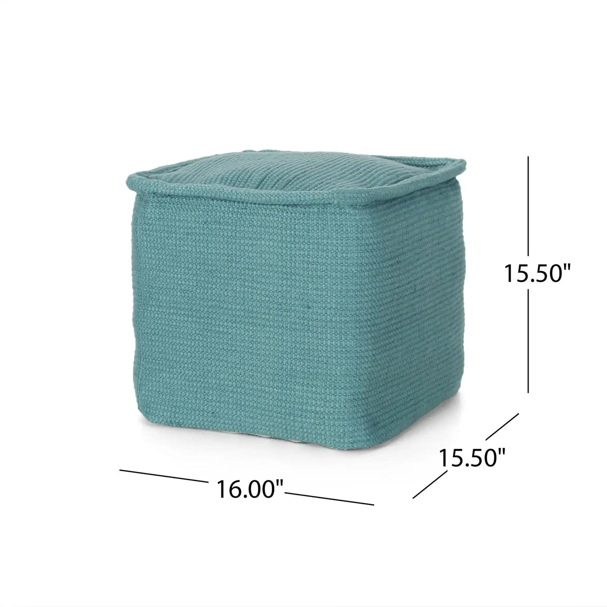 Hansolo Yarn Square Pouf Ottoman Or Floor Cushion - Teal