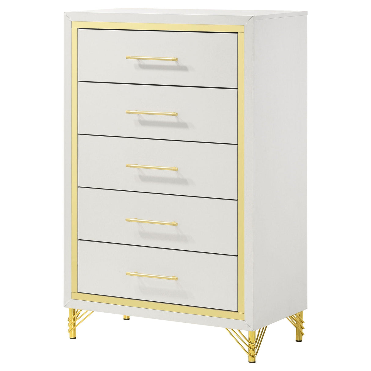 Chesney - 5 Drawer Chest With Trim - White