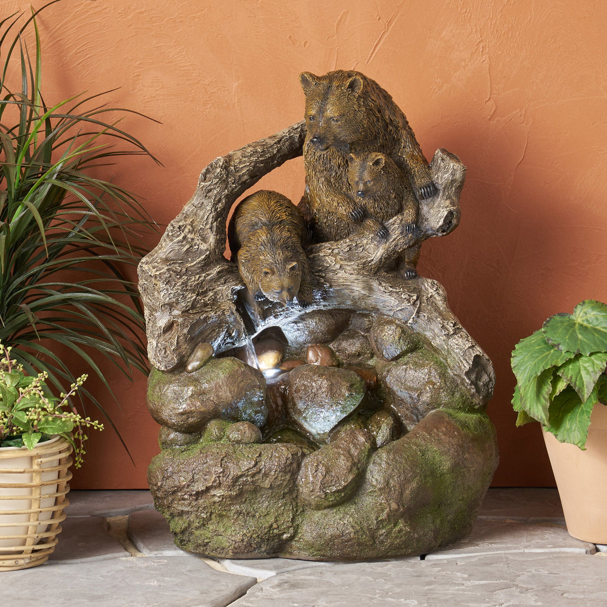 24.75' High Callan Fountain Weather Resistant Floor Fountain with Light