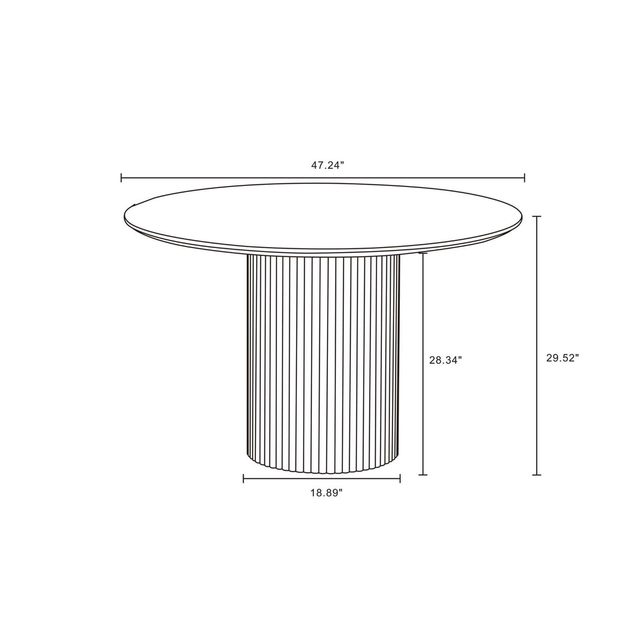 Hathaway - Round Dining Table With Ribbed Base