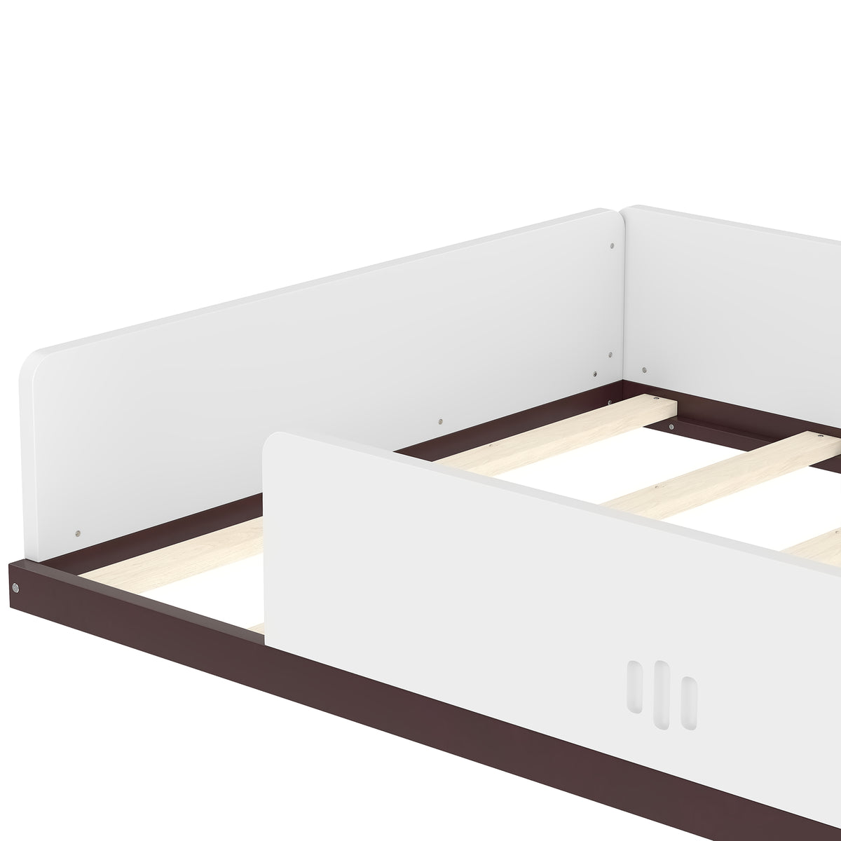 Twin Size Car-Shaped Floor Bed with Storage for Kids