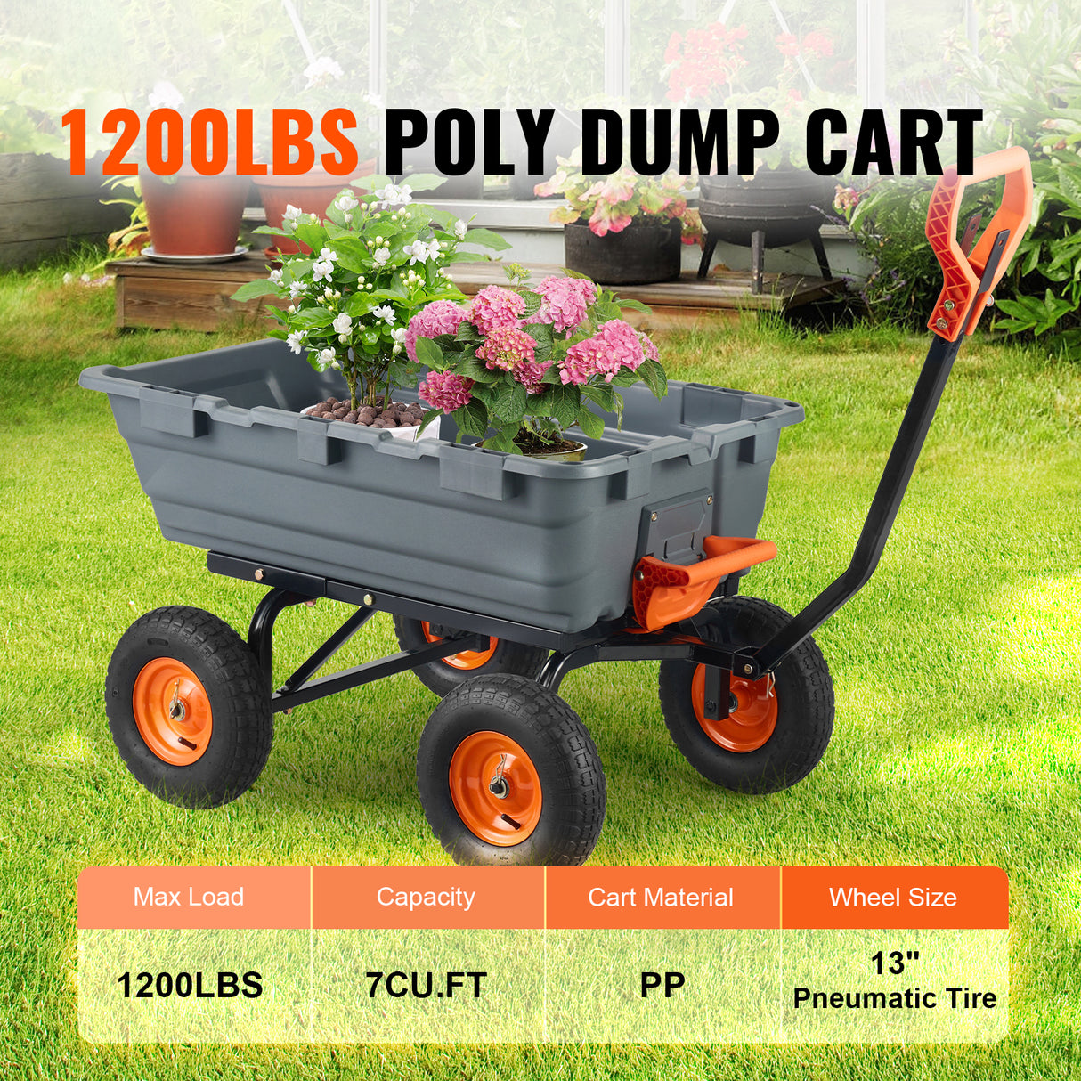 Dump Cart with Poly Body and Steel Frame