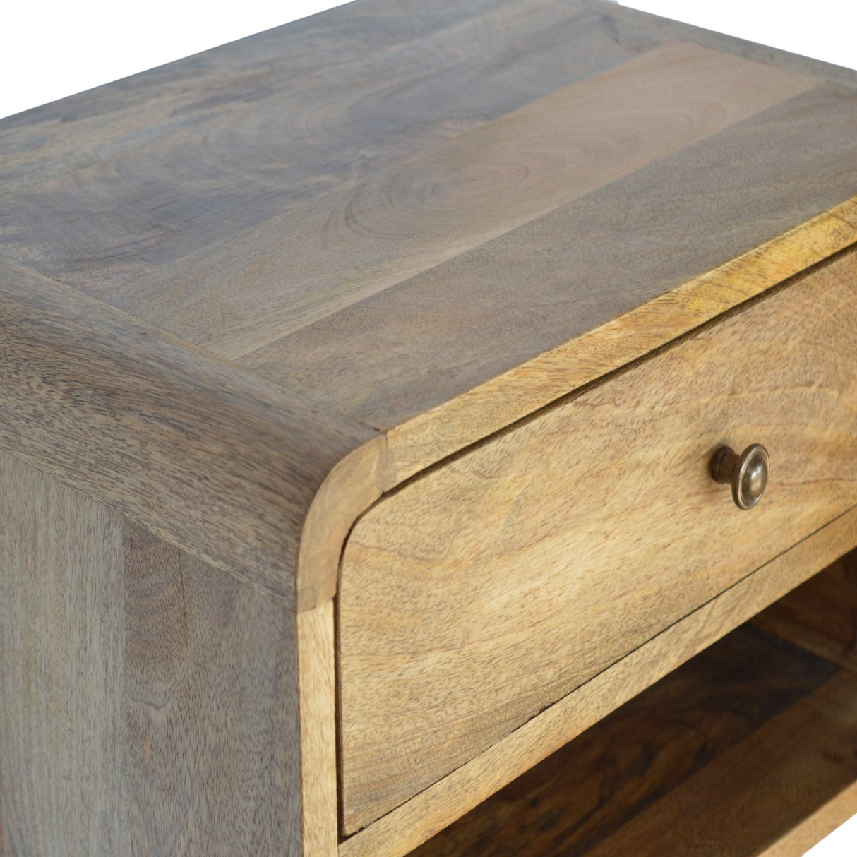 Solid Wood Floating Curve Open Slot Nightstand