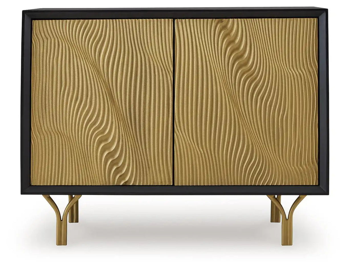 Tayner - Accent Cabinet - Black / Gold Finish - Best Buy Furniture