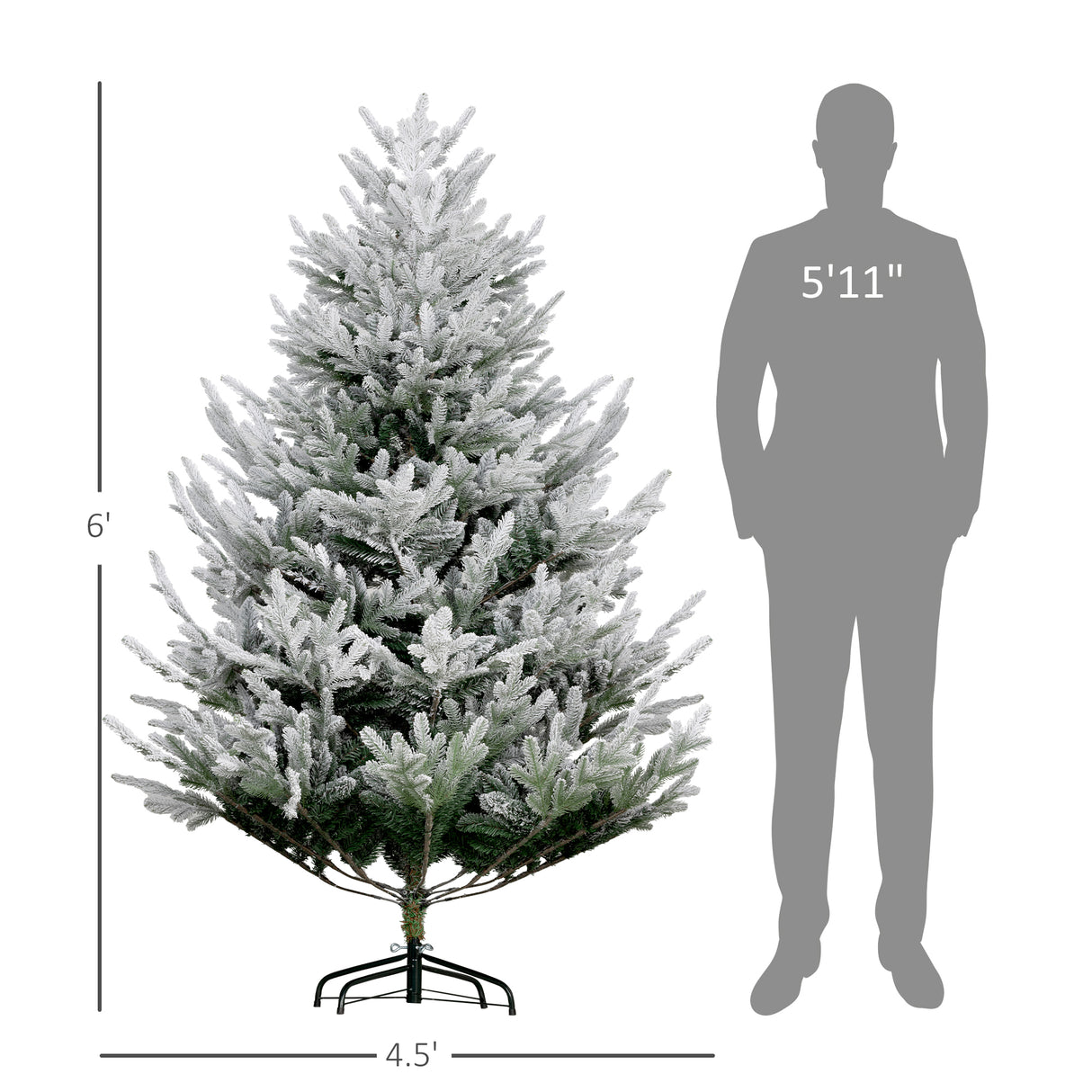 Flocked Hinged Christmas Tree