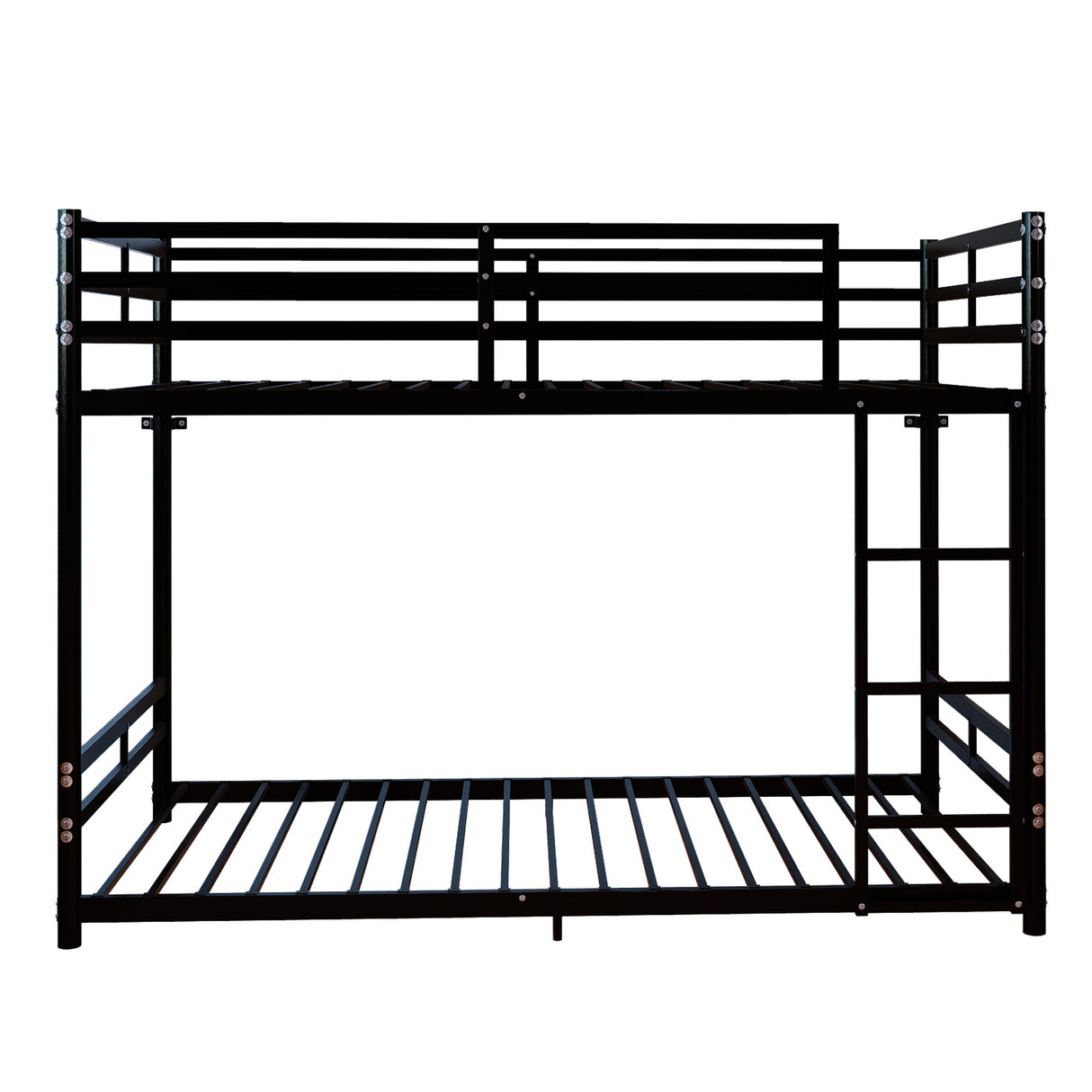 Bunk Bed with Ladder and High Guardrail Metal Bunk Bed, Storage Space, Noise Free, Twin Over Twin Size