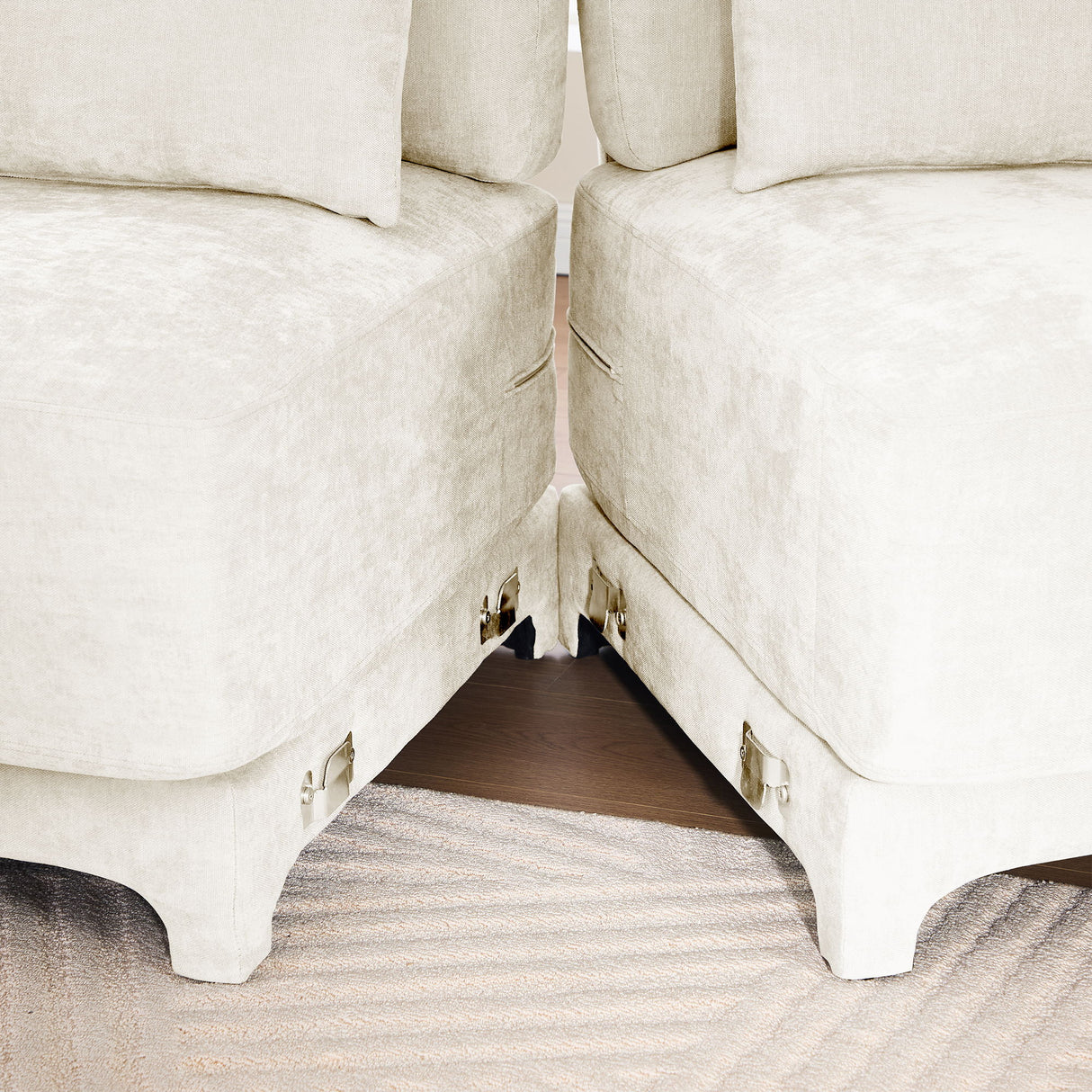 Stylish Sofa With Ottoman And Lumbar Pillows, Ergonomic Design