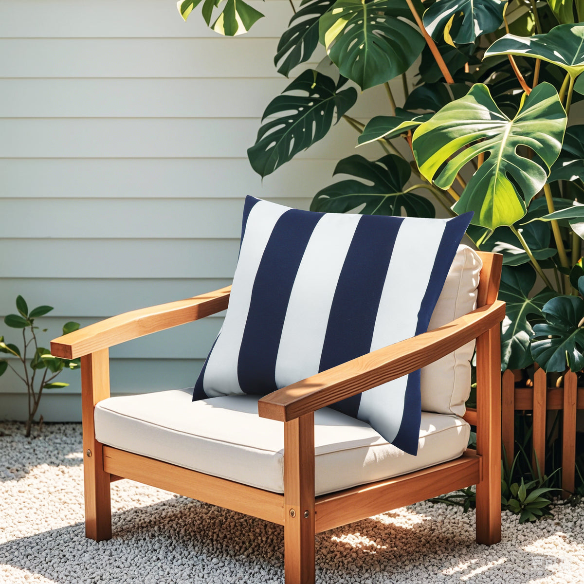 4 Pack Outdoor Pillow Covers - Navy Blue/White Striped